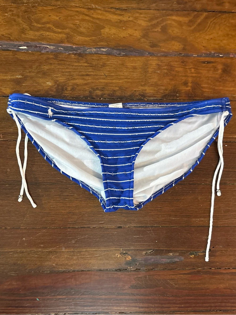 Ralph Lauren vintage blue white striped bikini bottoms size L